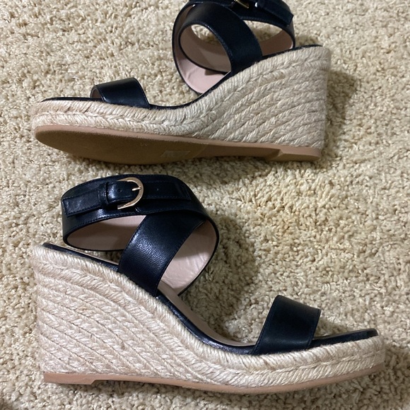 Stuart Weitzman brand NEW strappy straw wedges black sandals size 7 - Picture 3 of 11